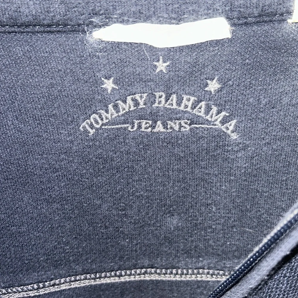 Tommy Bahama 1/4 Zipper Pullover Navy Blue Sweater- Large‎